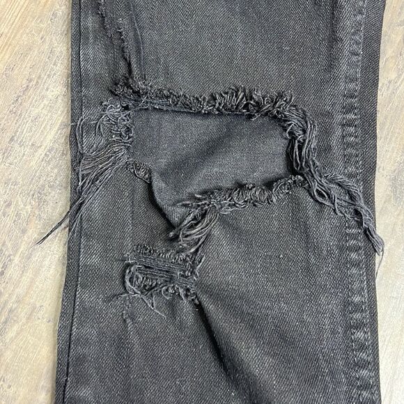 Pacsun mens Distressed Busted Knees Black Stretch Denim Skinny Jeans 32x32 - Picture 5 of 10
